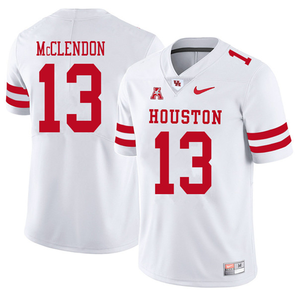 2018 Men #13 Mason McClendon Houston Cougars College Football Jerseys Sale-White - Click Image to Close